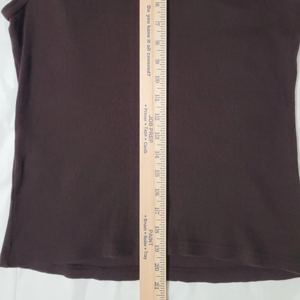 Brown Ribbed Tank Top Embellished Mounain Lake Womens Size L - Picture 11 of 11